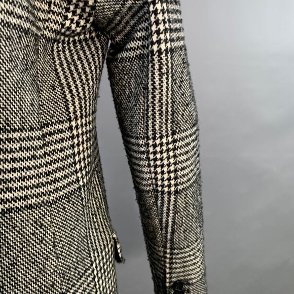 MICHAEL by MICHAEL KORS Size S Black White Wool Blend Plaid Double Breasted Coat - Picture 8 of 12